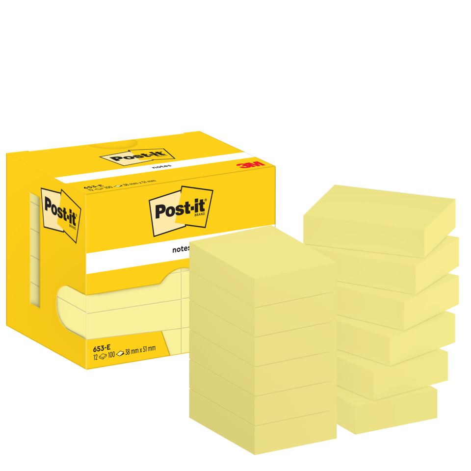 Haftnotizblock Notes, 51 x 38 mm, gelb, 12 x 100 Blatt