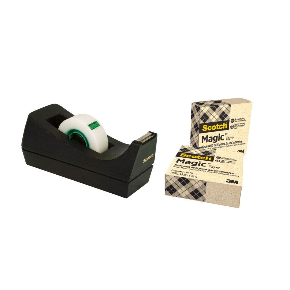 Tischabroller greenerChoice - inkl. 3 Rollen Klebefilm, schwarz