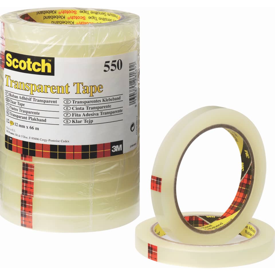 Klebeband Transparent 550, Polypropylenfolie, Bandgröße 66 m x 19 mm, 8 Rollen