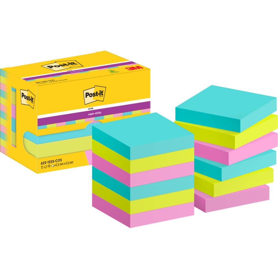 Haftnotizblock Super Sticky Notes Cosmic Collection, 48x48mm, 12x90 Blatt