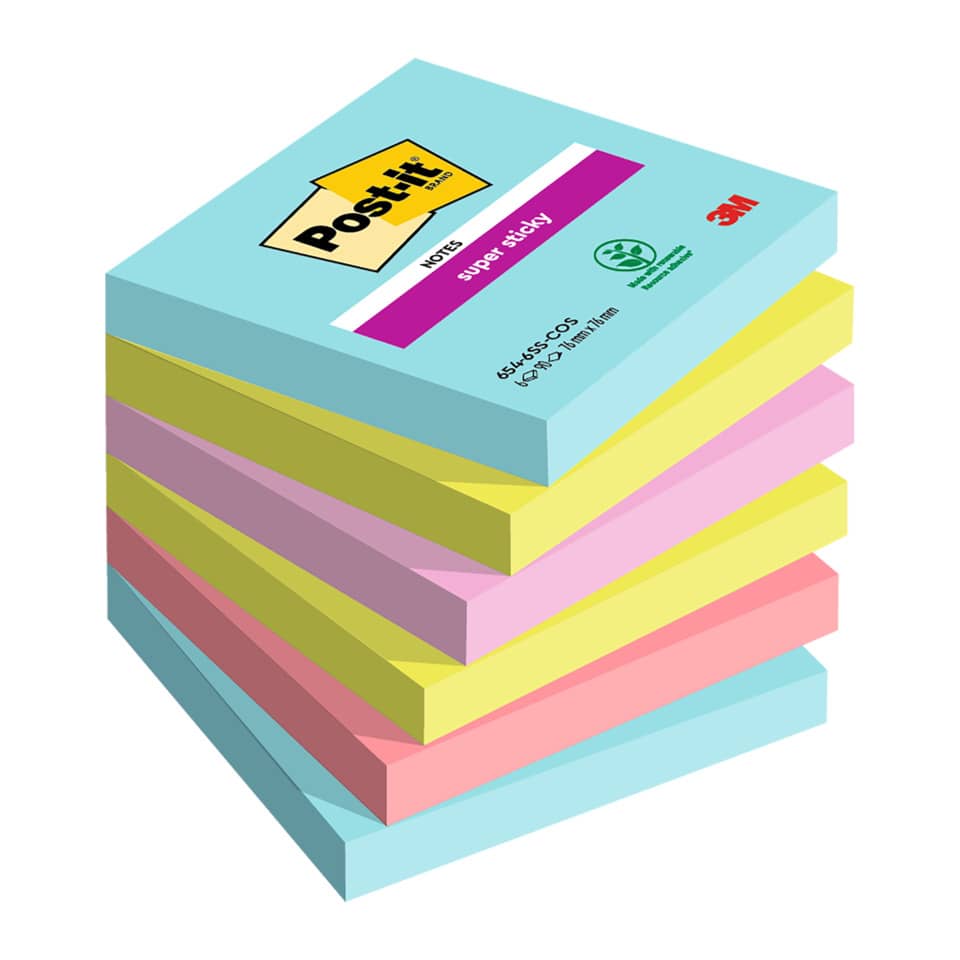 Haftnotizblock Super Sticky Notes Cosmic Collection, 76x76mm, 6x90 Blatt