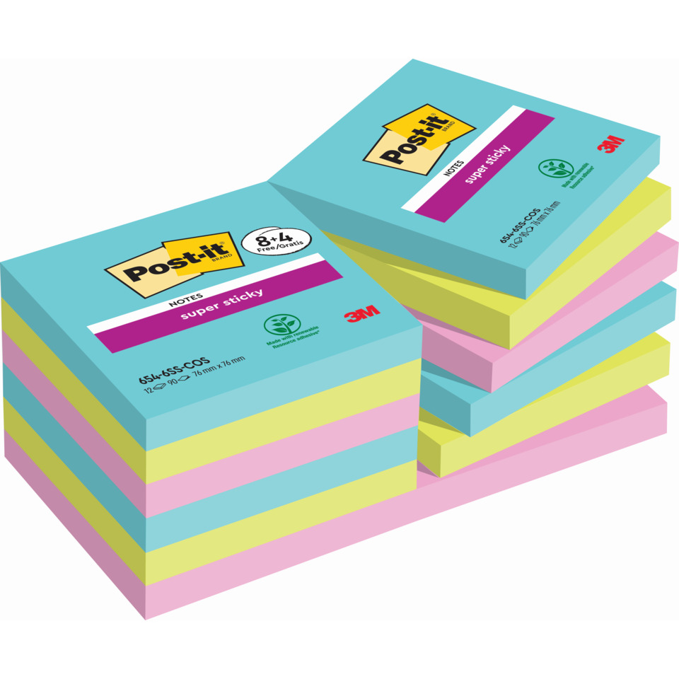 Haftnotizblock Super Sticky Notes Promotion Cosmic Collection, 76 x 76 mm, 12 x 90 Blatt