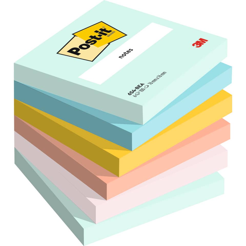 Haftnotizblock Beachside Collection, 76 x 76 mm, sortiert, 6 x 100 Blatt