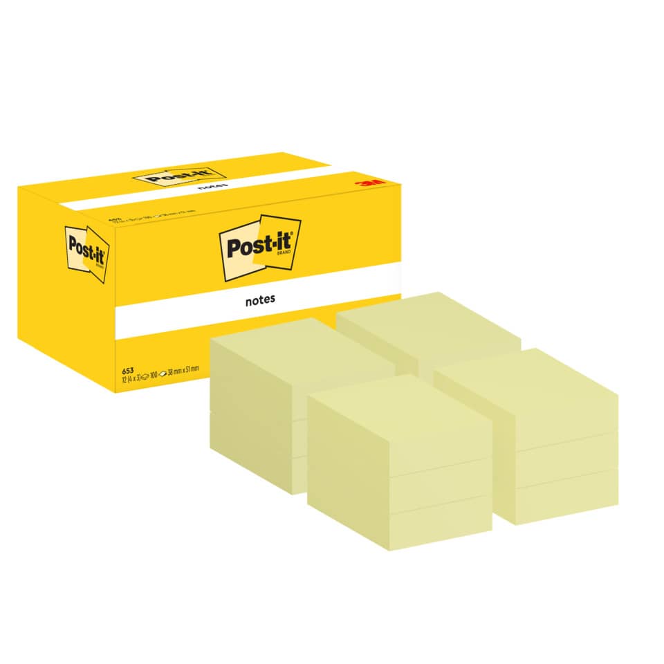 Haftnotizblock Notes, 38x51mm, 12x100 Blatt, gelb