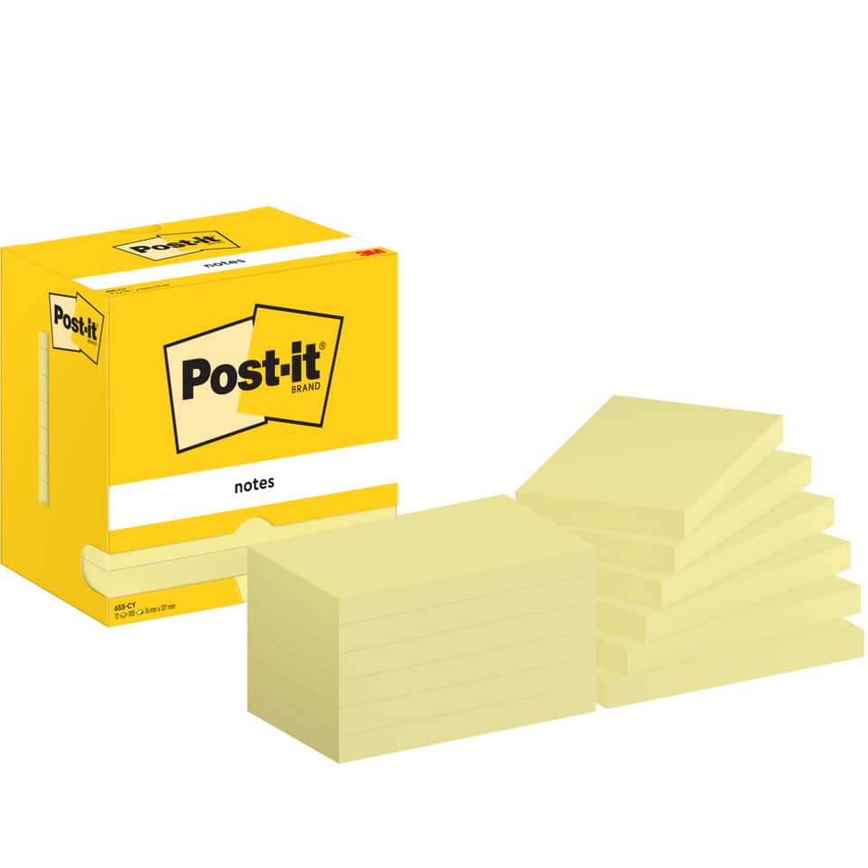 Haftnotizblock Notes, 76x127mm, 12x100 Blatt, gelb