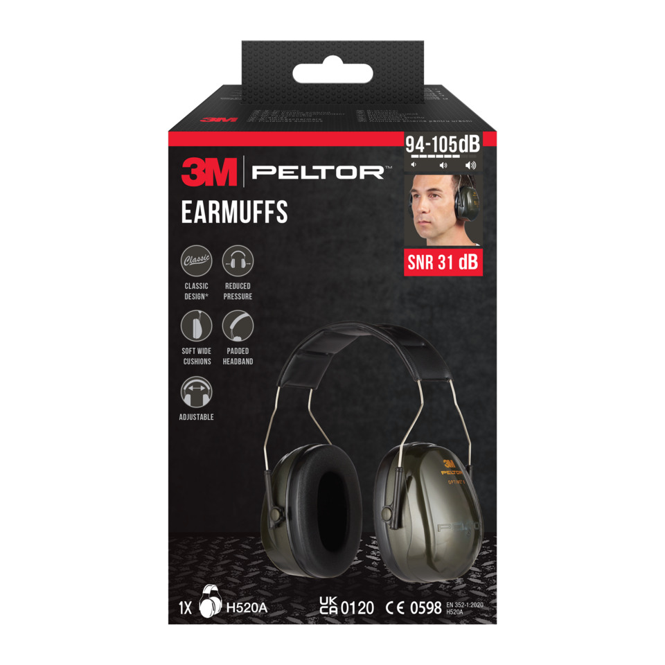 Kapselgehörschutz Peltor H520A, 94-105 dB, schwarz