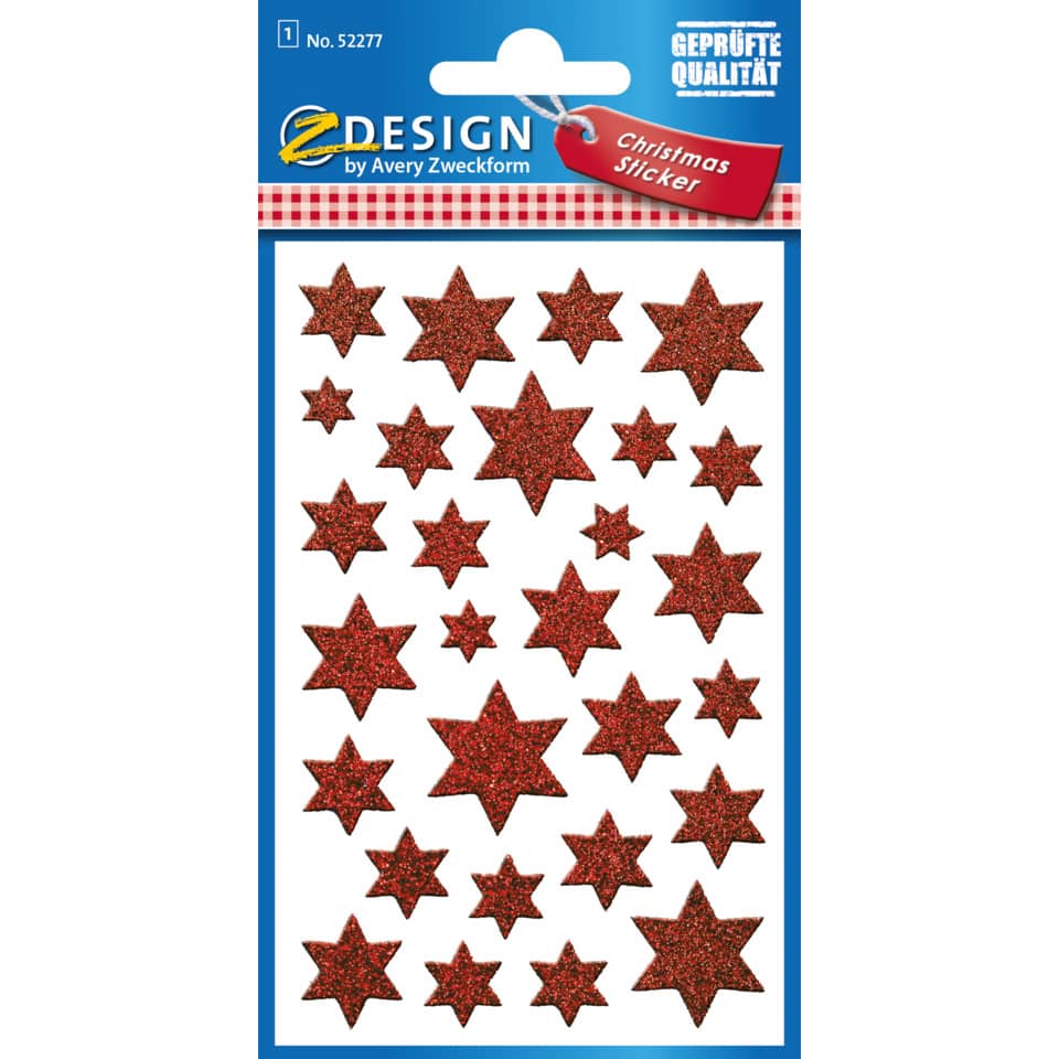 Z-Design 52277, Weihnachtssticker, Sterne, 1 Bogen/28 Sticker