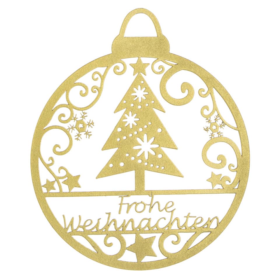 Aufhänger "Frohe Weihnachten'', Ø8cm, gold