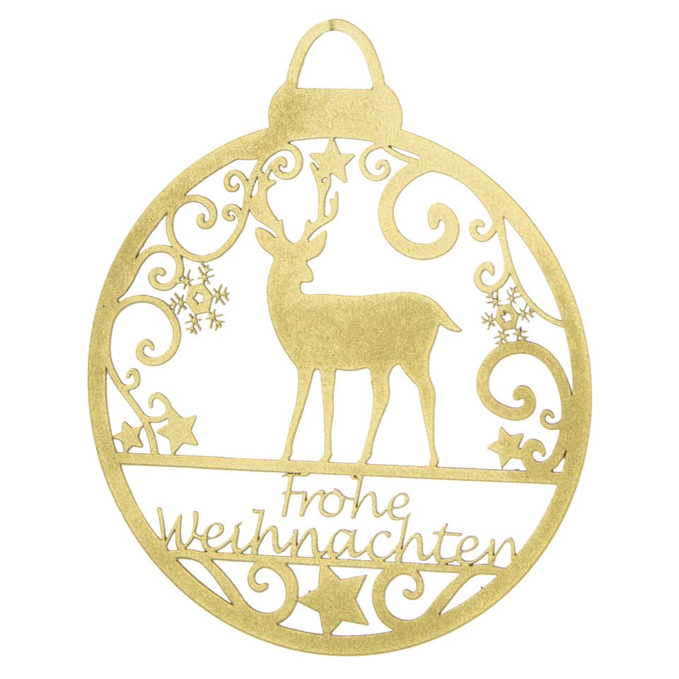 Aufhänger Hirsch, Ø8cm, Metall, gold