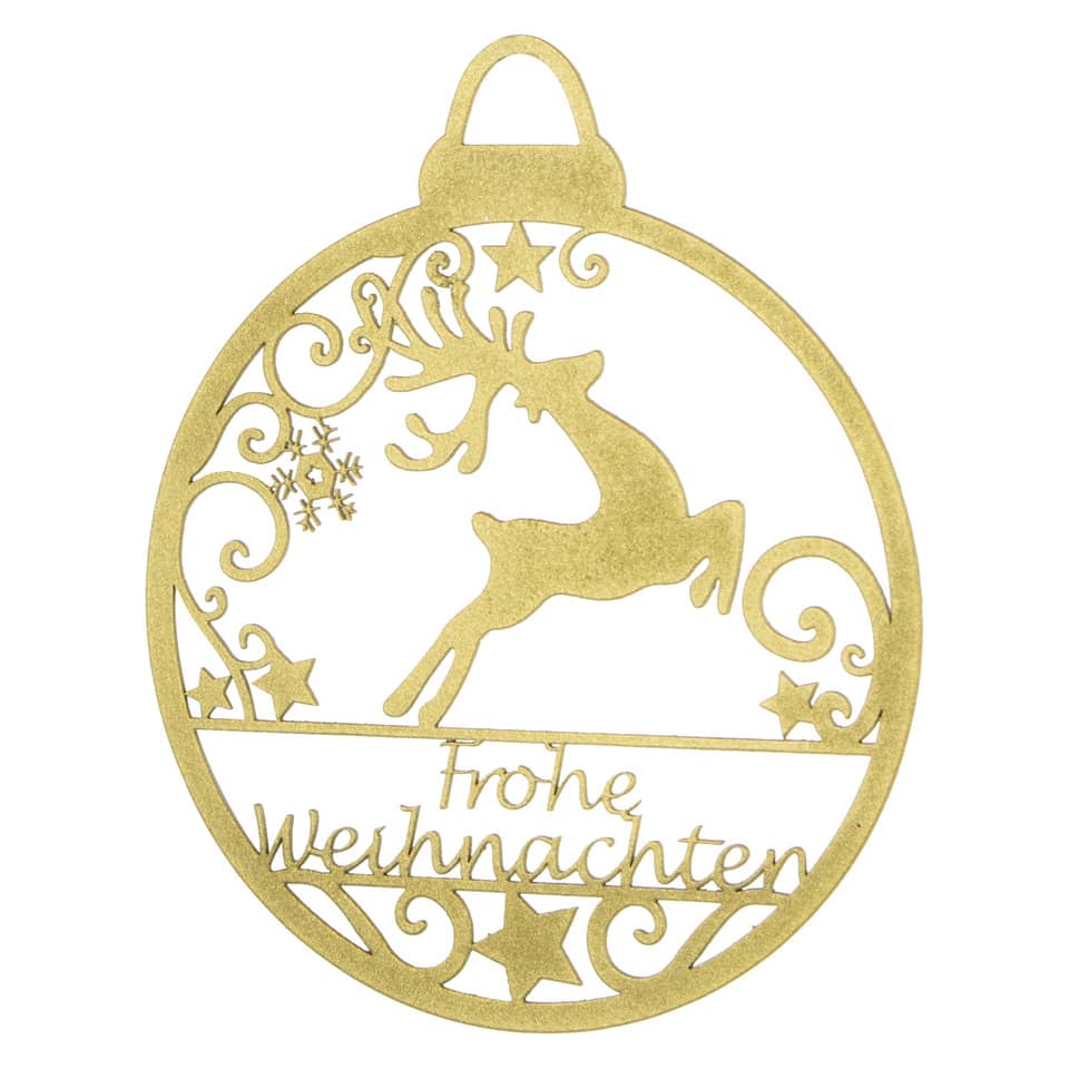 Aufhänger Hirsch springend, Ø8cm, Metall, gold