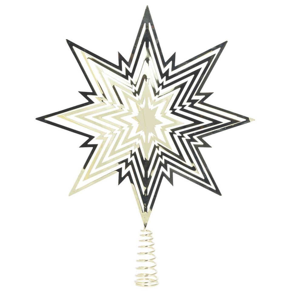 Weihnachtsschmuck Baumspitze Metallstern - 33 cm, gold