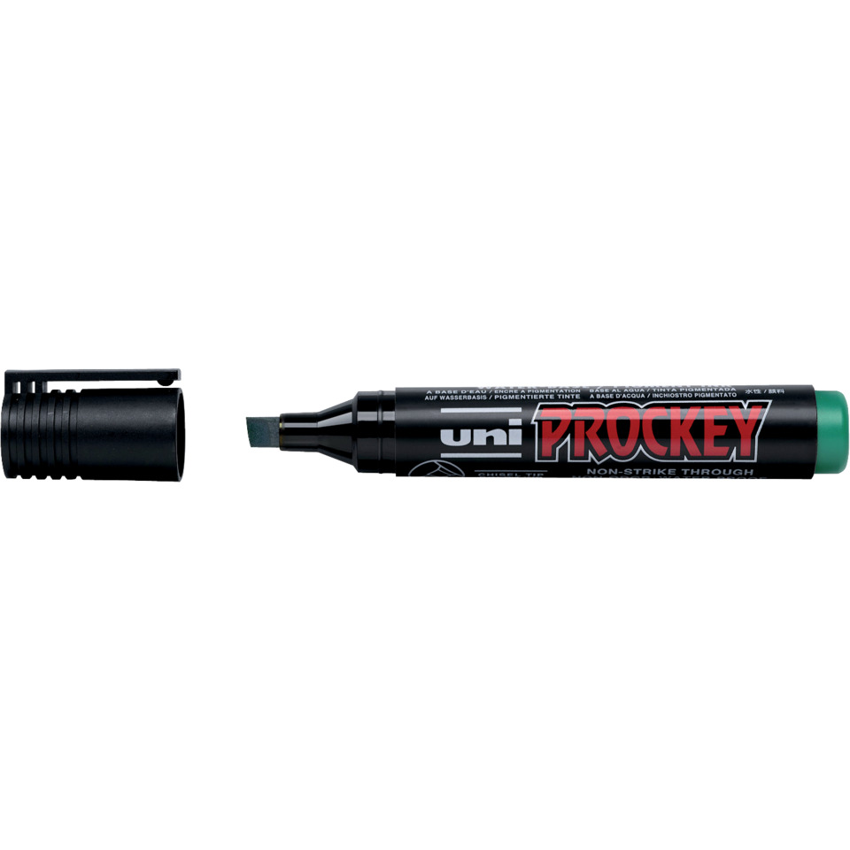 Flipchartmarker UNI Prockey PM-126 - wasserfest, grün, 3-6mm, Keilspitze