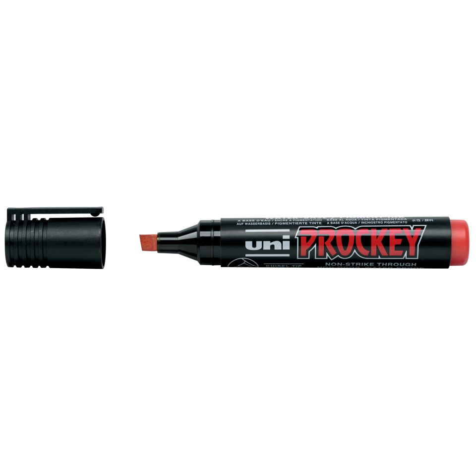 Flipchartmarker UNI Prockey PM-126 - wasserfest, rot, 3-6mm, Keilspitze