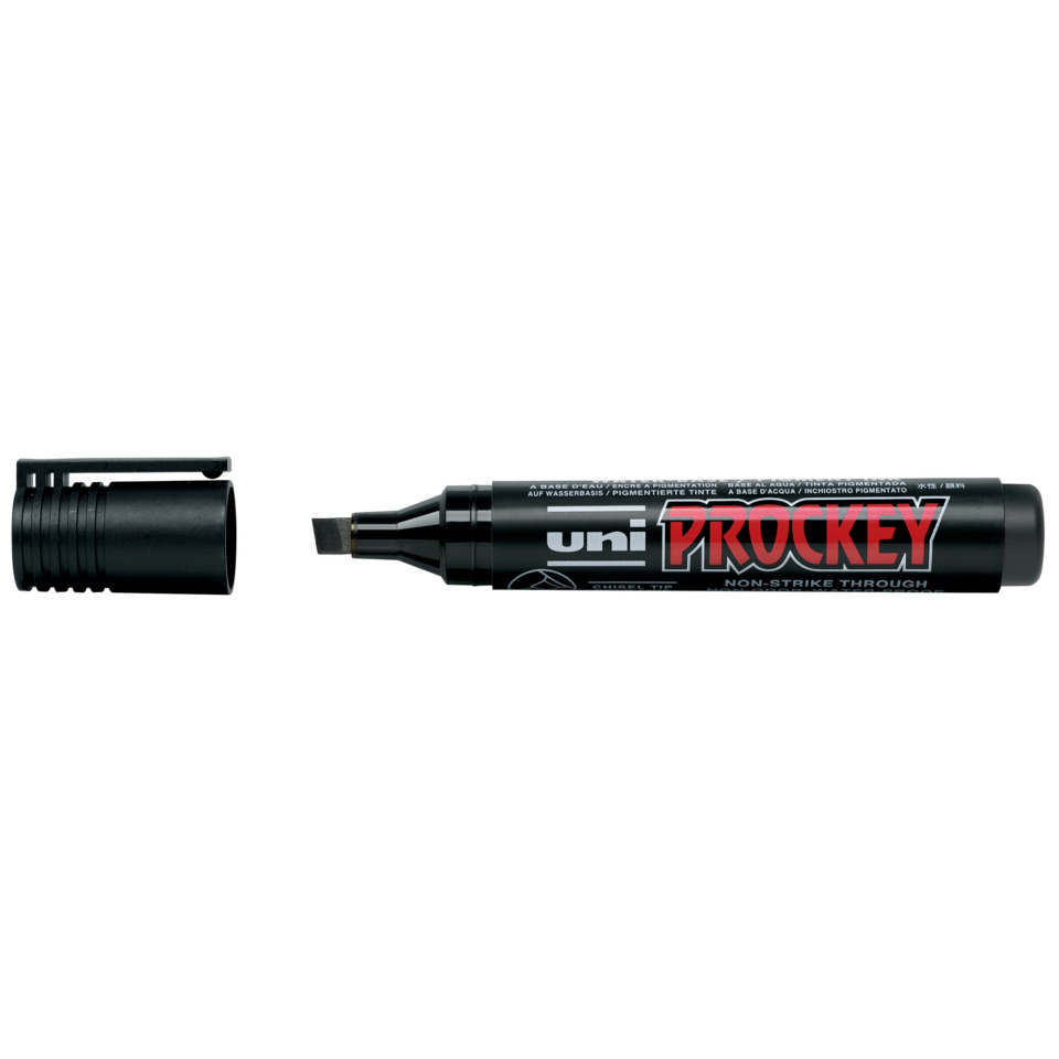 Flipchartmarker UNI Prockey PM-126 - wasserfest, schwarz, 3-6mm, Keilspitze