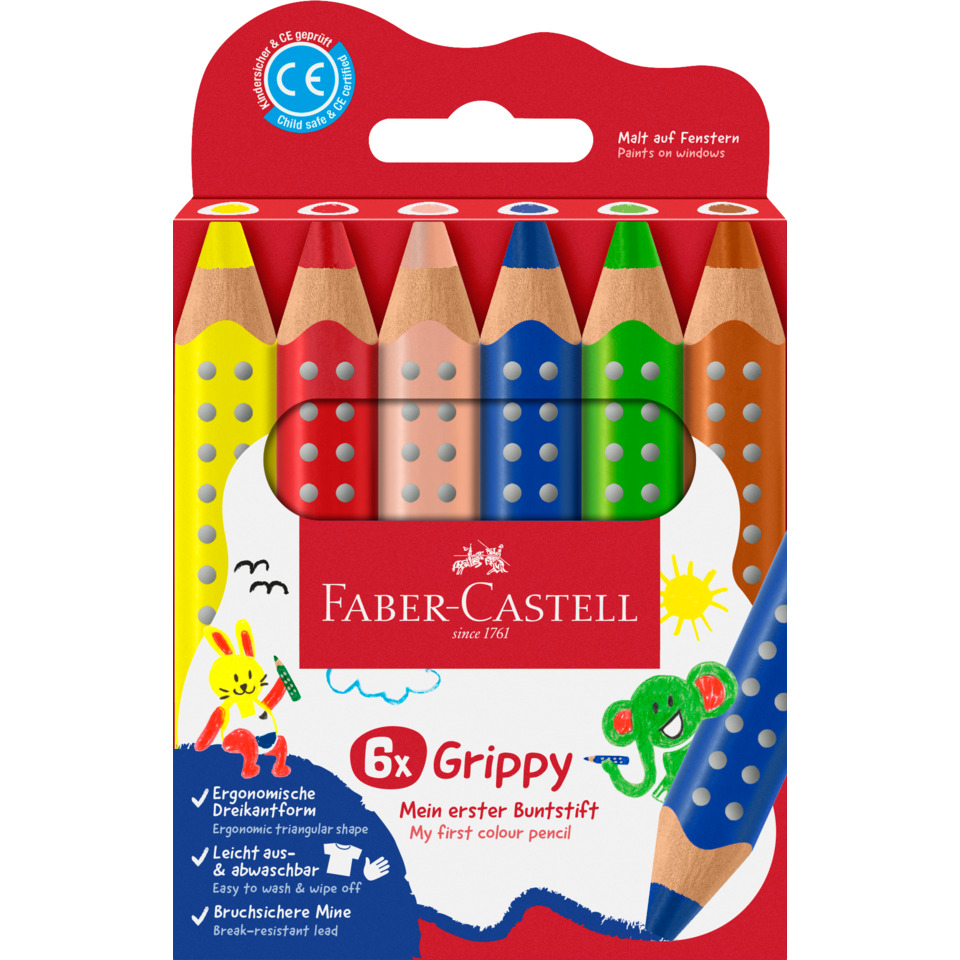 Farbstiftetui Grippy, 6 Stück, sortiert