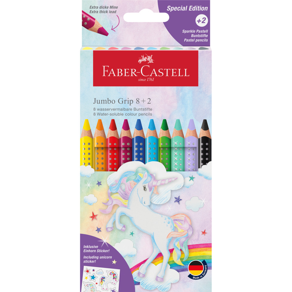 Farbstiftetui 8+2 Jumbo Grip Einhorn, sortiert