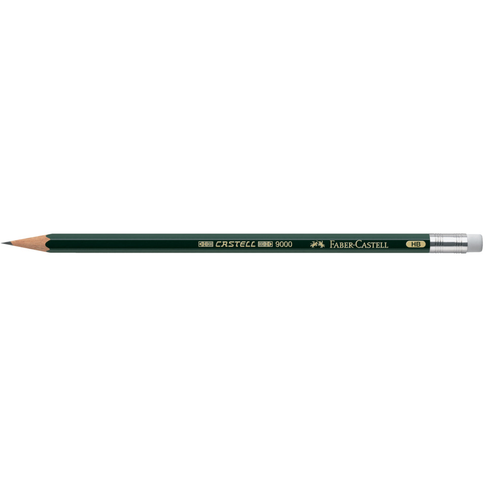 Bleistift CASTELL® 9000 mit Radierer HB, Schaftfarbe: dunkelgrün