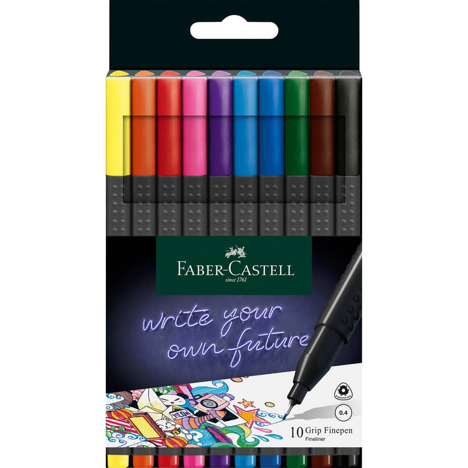 Fineliner Finepen Grip - 0,4 mm, 10er Etui