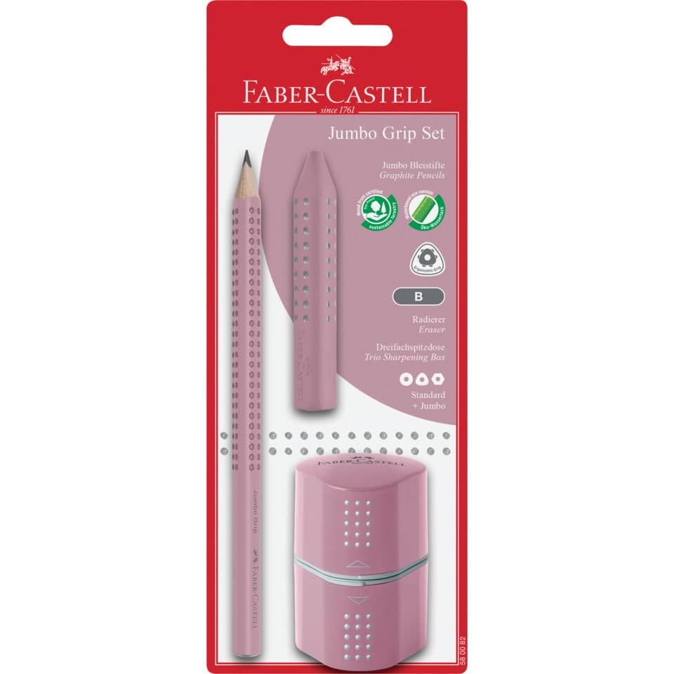 Bleistift-Set Jumbo GRIP - 3-tlg., B, rose shadows, Blister