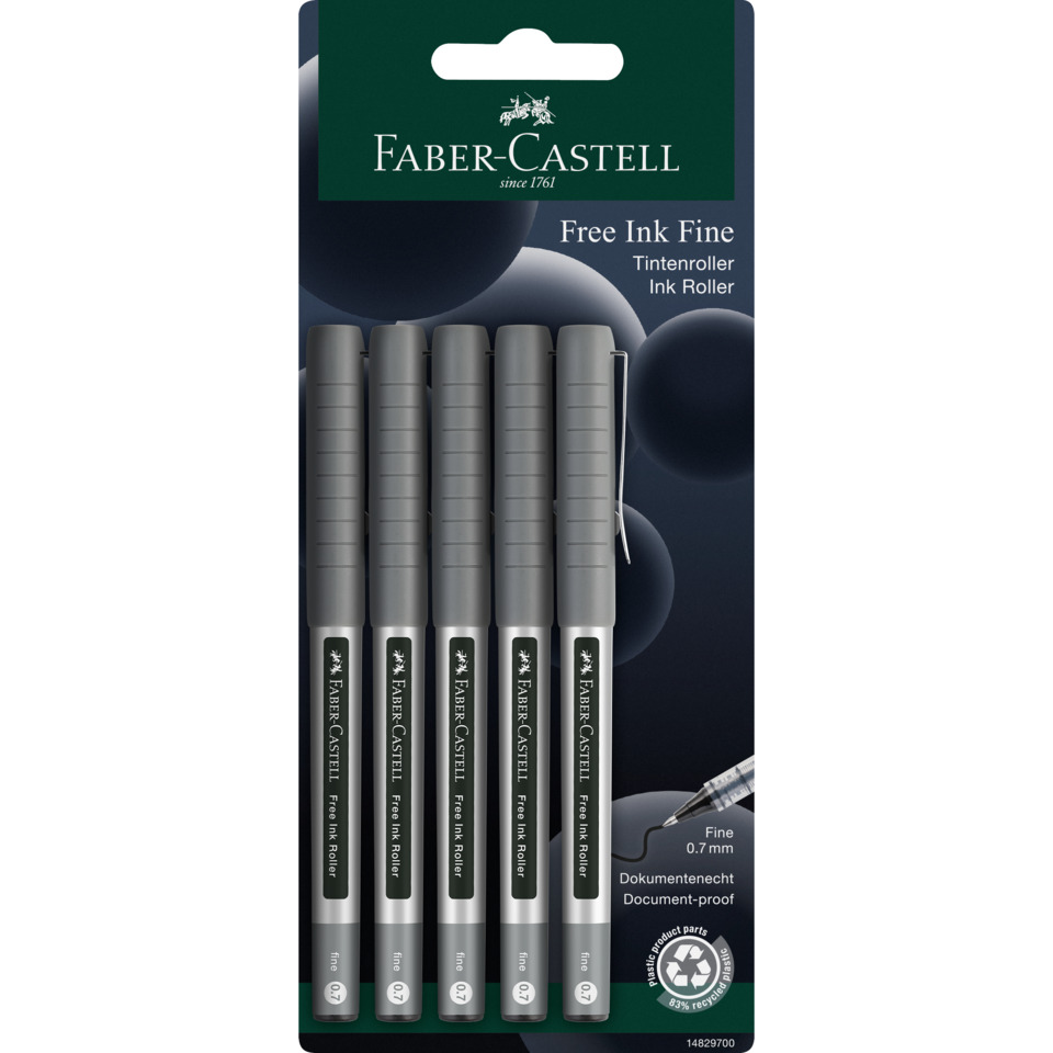 Tintenroller eye fine UB-157 - 0,4 mm, schwarz (dokumentenecht), 5er Blisterpack