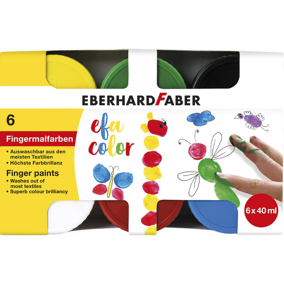Fingerfarbe - 6x 40 ml sortiert