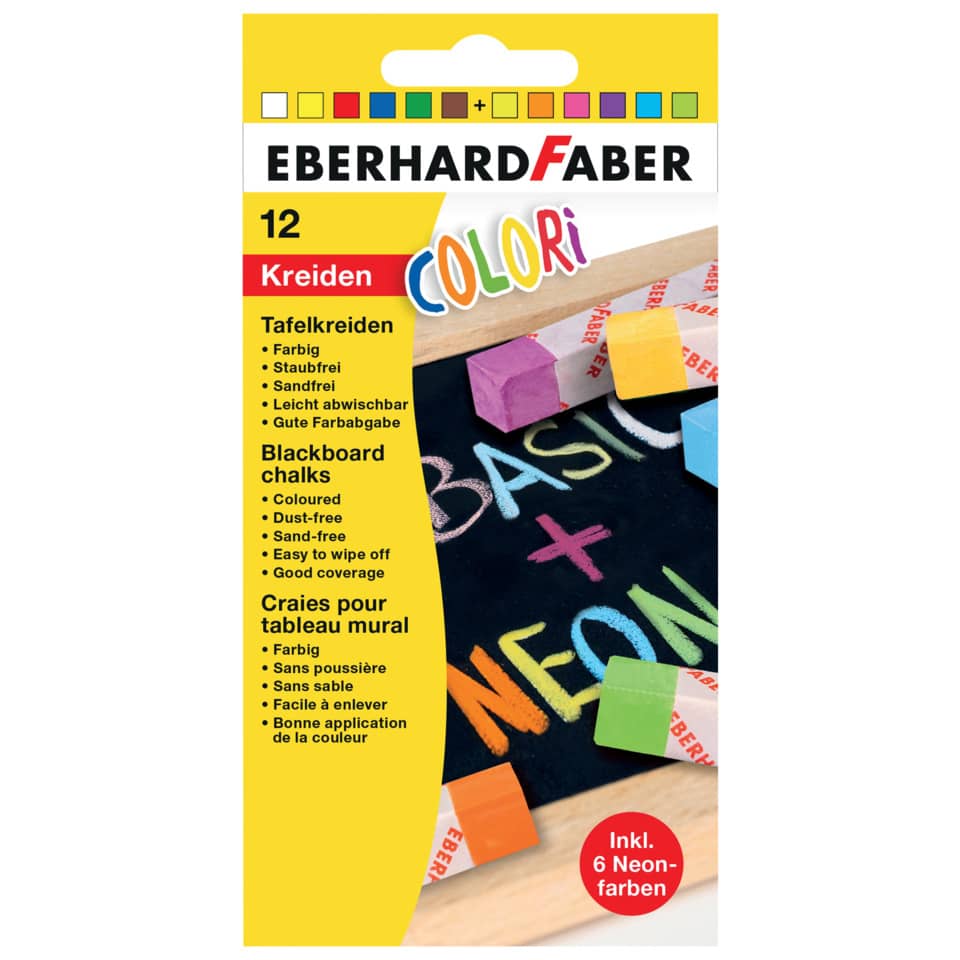 Wandtafelkreide Colori Neon + Basic - 12 Farben sortiert