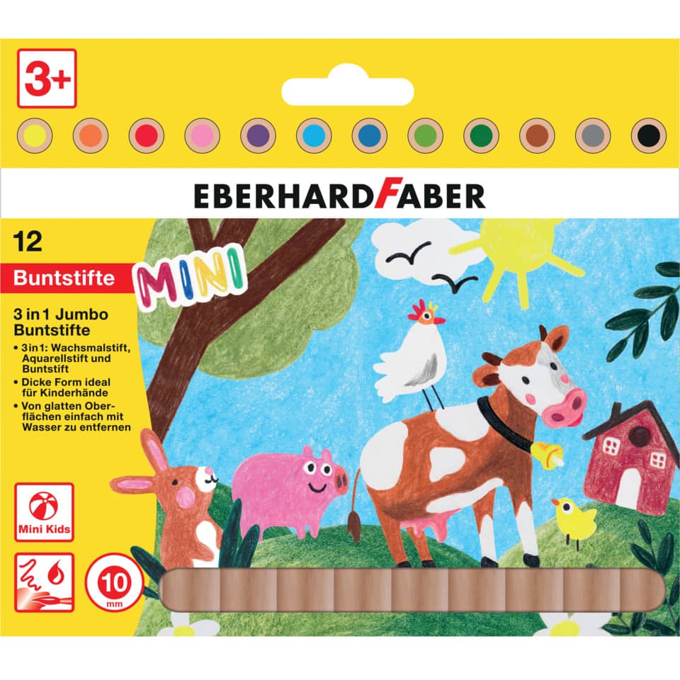 Farbstiftetui Jumbo Mini Kids 3in1 - 12er Etui