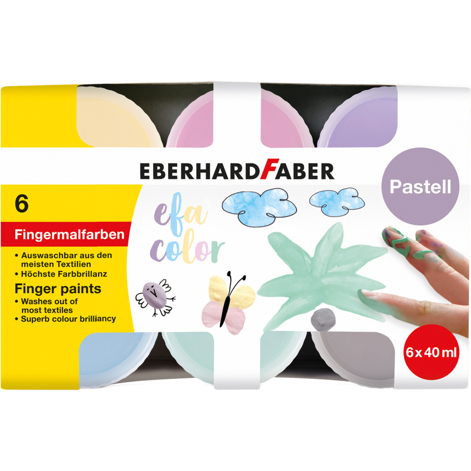 Fingerfarbe - 6x 40 ml Pastellfarben sortiert