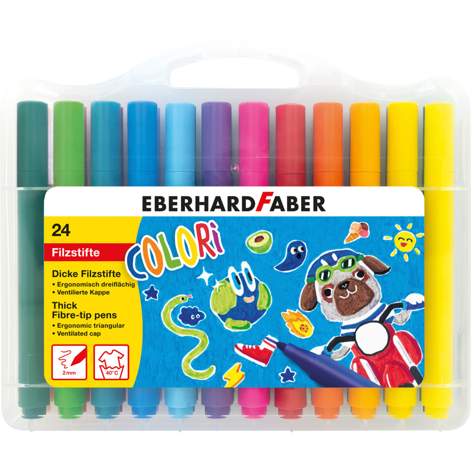 Faserschreiberetui Dicke Filzstifte Colori dreikant - 2 mm, sortiert
