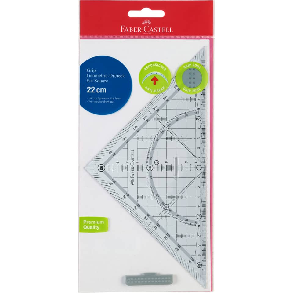 Geometrie-Dreieck GRIP groß, Kunststoff, 22 cm, durchsichtig