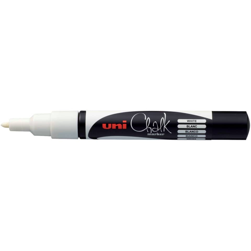 Kreidemarker Uni Chalk - 0,9 - 1,3 mm, weiß