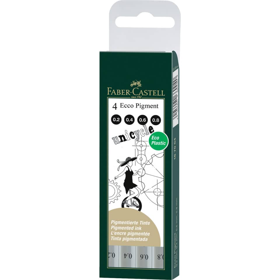 Tintenschreiber ECCO PIGMENT - 4er Set (0,2/0,4/0,6/0,8 mm), schwarz