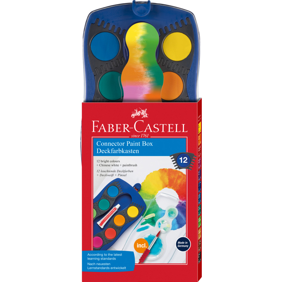 CONNECTOR Farbkasten - 12 Farben, inkl. Deckweiß, blau