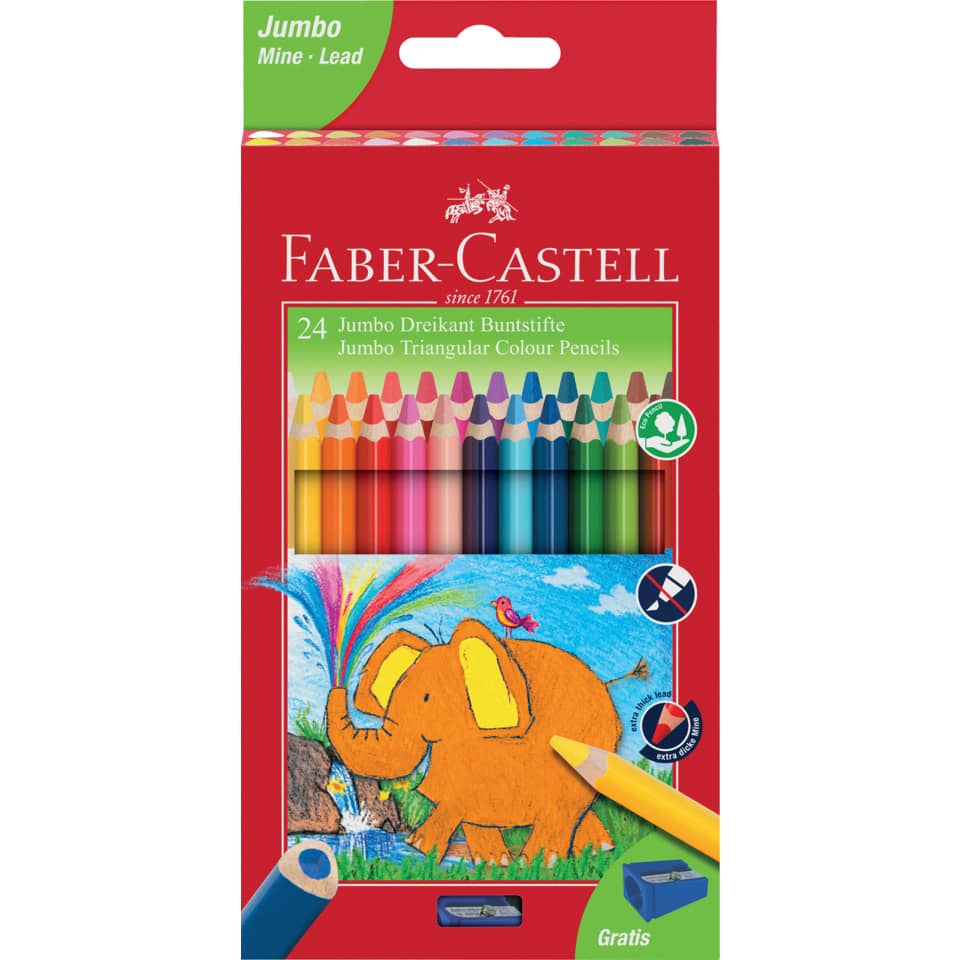Buntstift Jumbo Dreikantform - 24 Farben sortiert, Kartonetui