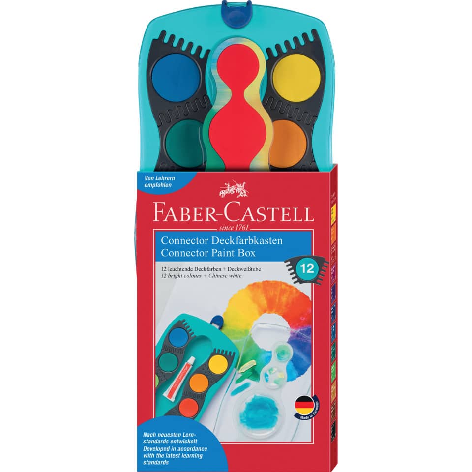 CONNECTOR Farbkasten - 12 Farben, inkl. Deckweiß, türkis