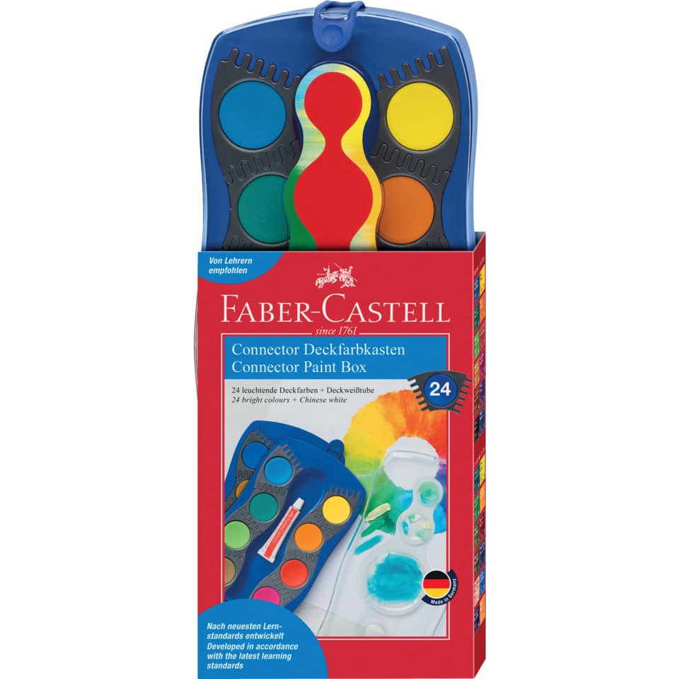 CONNECTOR Farbkasten - 24 Farben, inkl. Deckweiß, blau