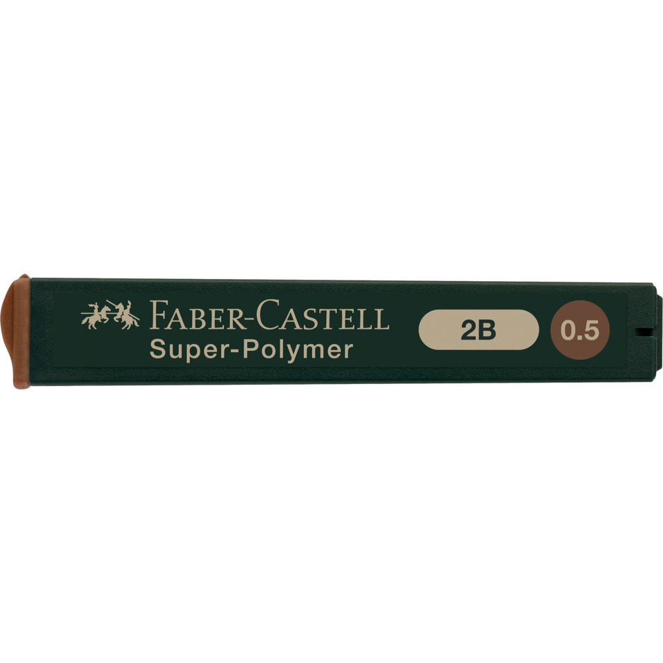 Feinmine SUPER POLYMER - 0,5 mm, 2B, schwarz, 12 Minen