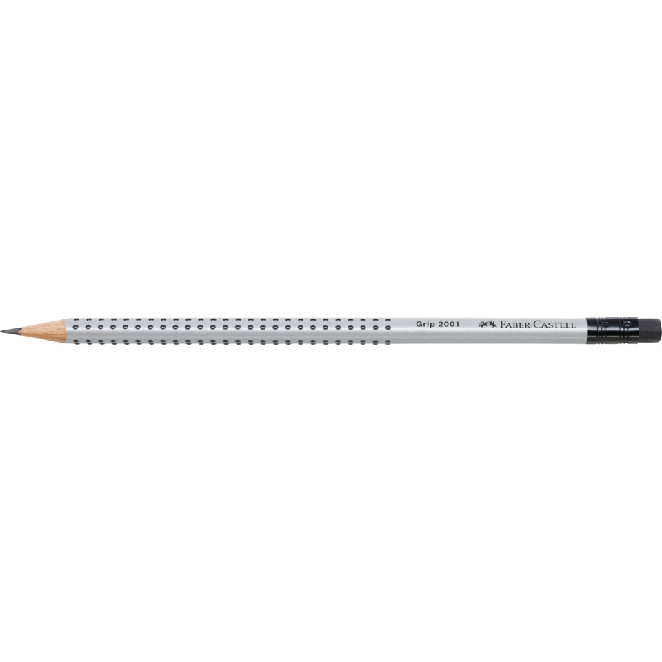 Bleistift GRIP 2001 mit Radierer - B, silbergrau