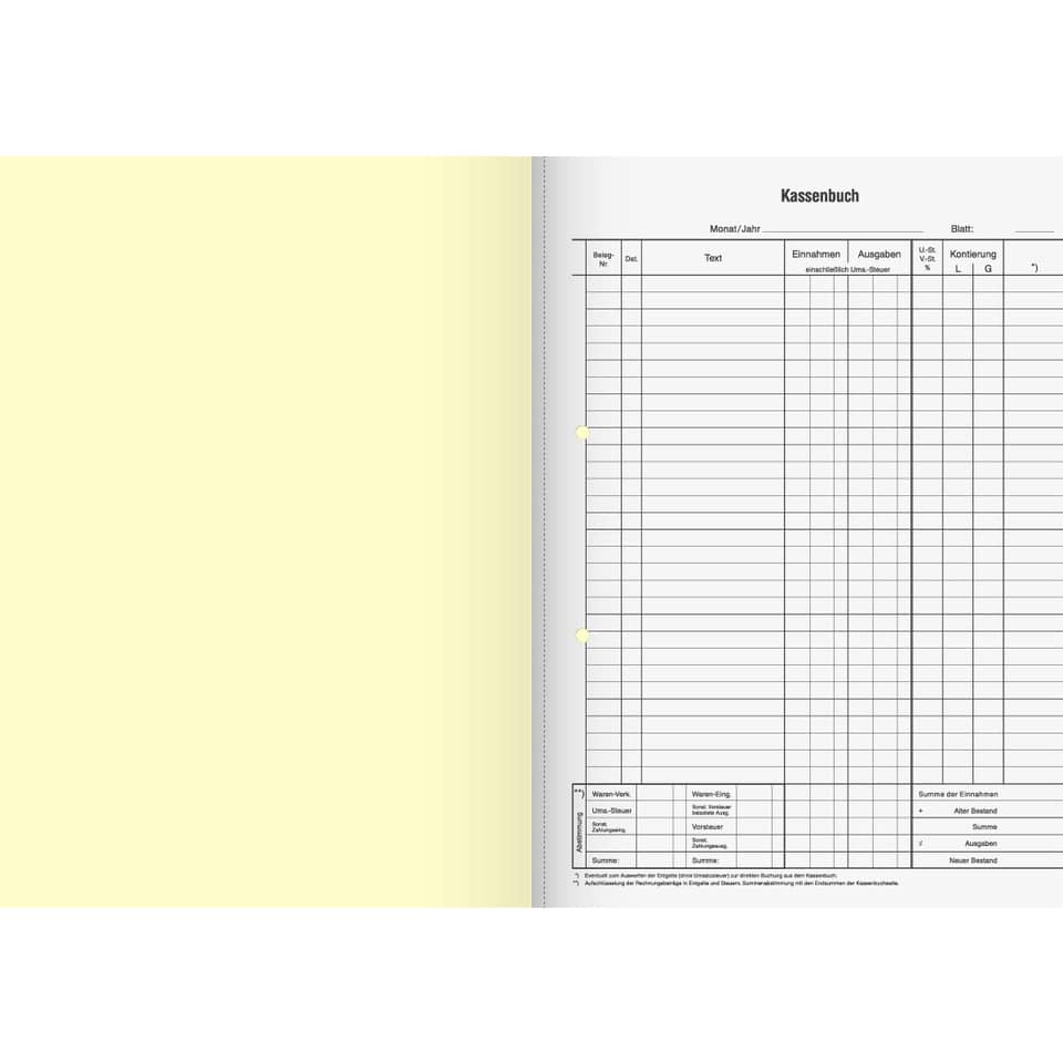 Kassen-Durchschreibebuch - Bruttoverbuchung, 2 x 50 Blatt, Blaupapier
