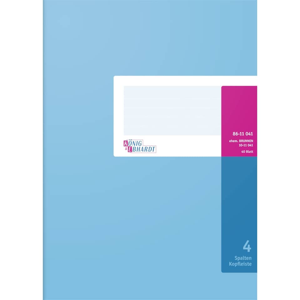 Spaltenbuch Kopfleisten-Ausführung - A4, 4 Spalten, 40 Blatt, Schema über 1 Seite