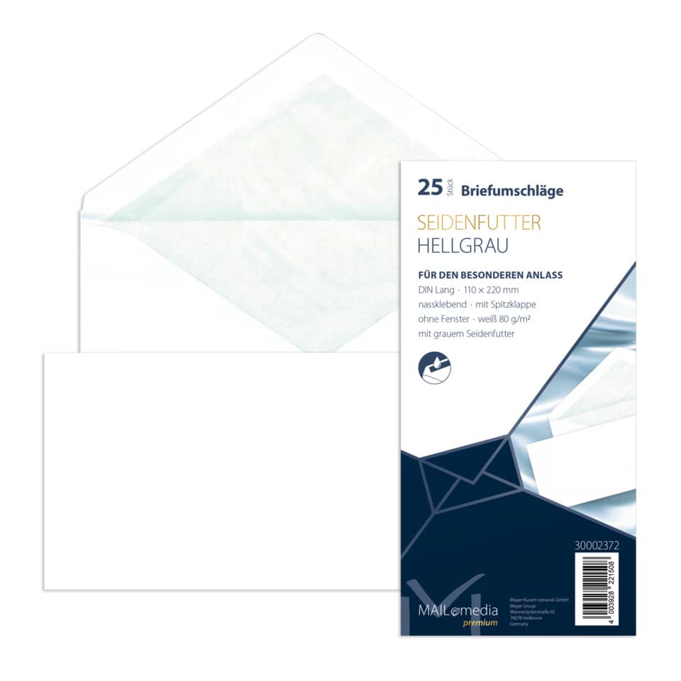 Briefumschlag DIN Lang, weiß, m.SF, nassklebend, ohne Fenster, 72 g/qm, 25 St.