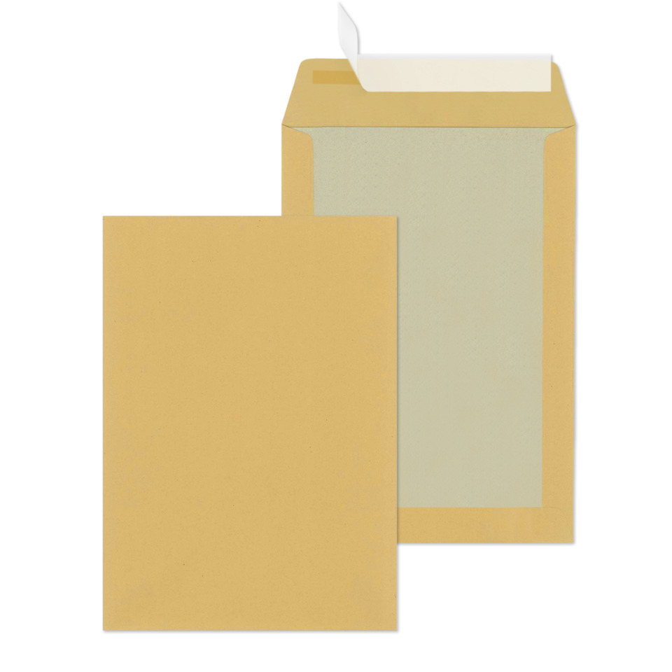 Papprückwandtaschen Recycling - C4, ohne Fenster, 110 g/qm, braun, 125 Stück