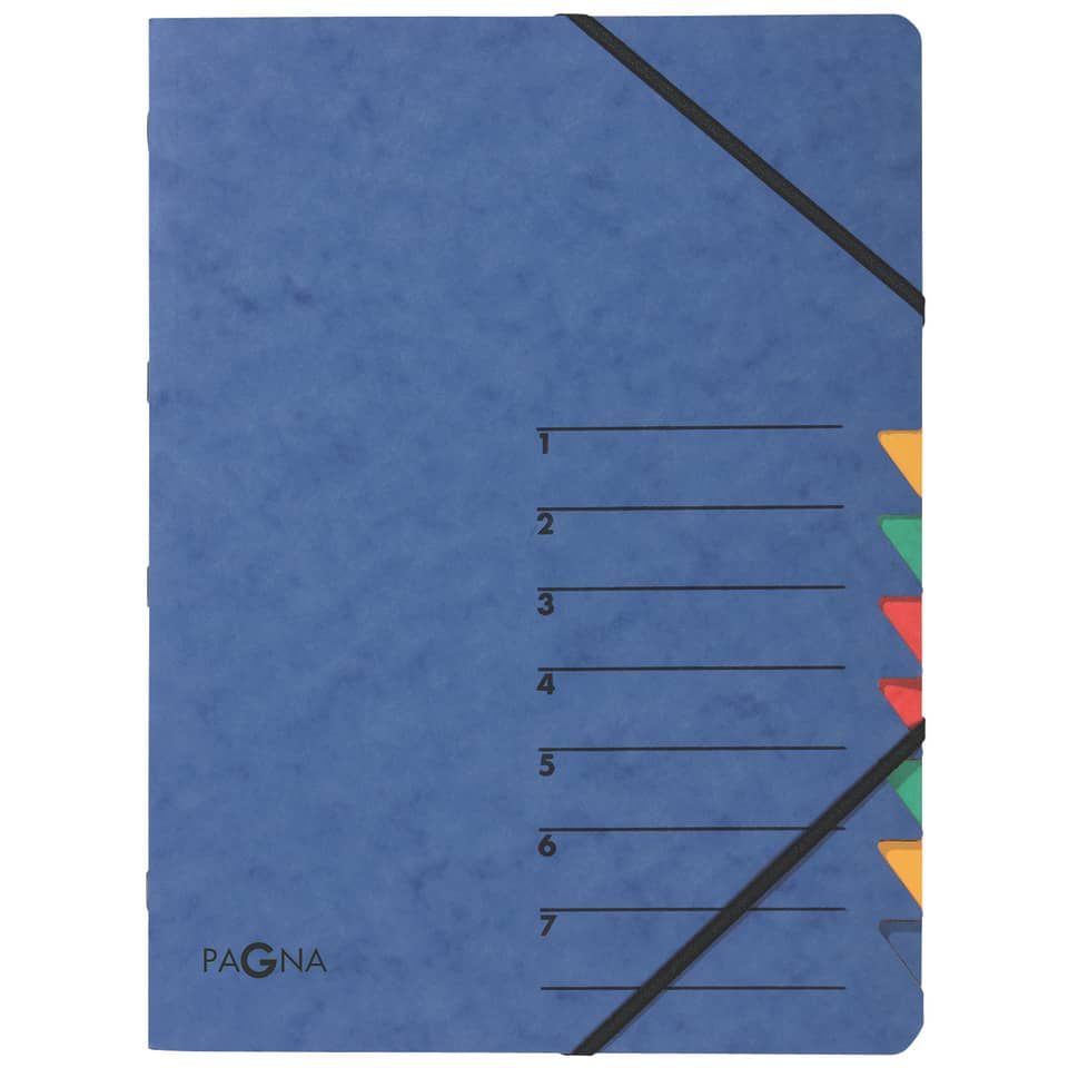 Ordnungsmappe EASY - 7 Fächer, A4, Pressspan, 265 g/qm, blau