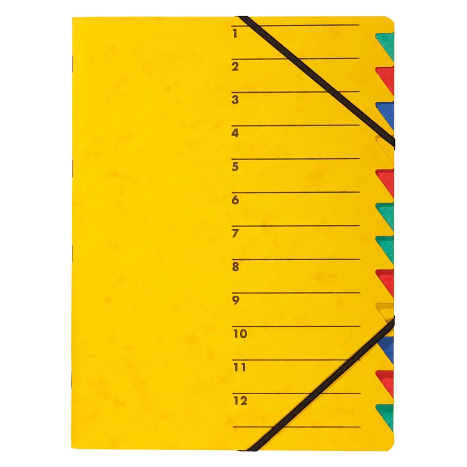 Ordnungsmappe EASY - 12 Fächer, A4, Pressspan, 265 g/qm, gelb