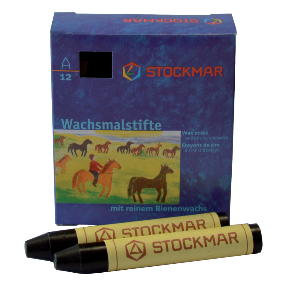 Wachsmalstifte - schwarz - 12 Stifte