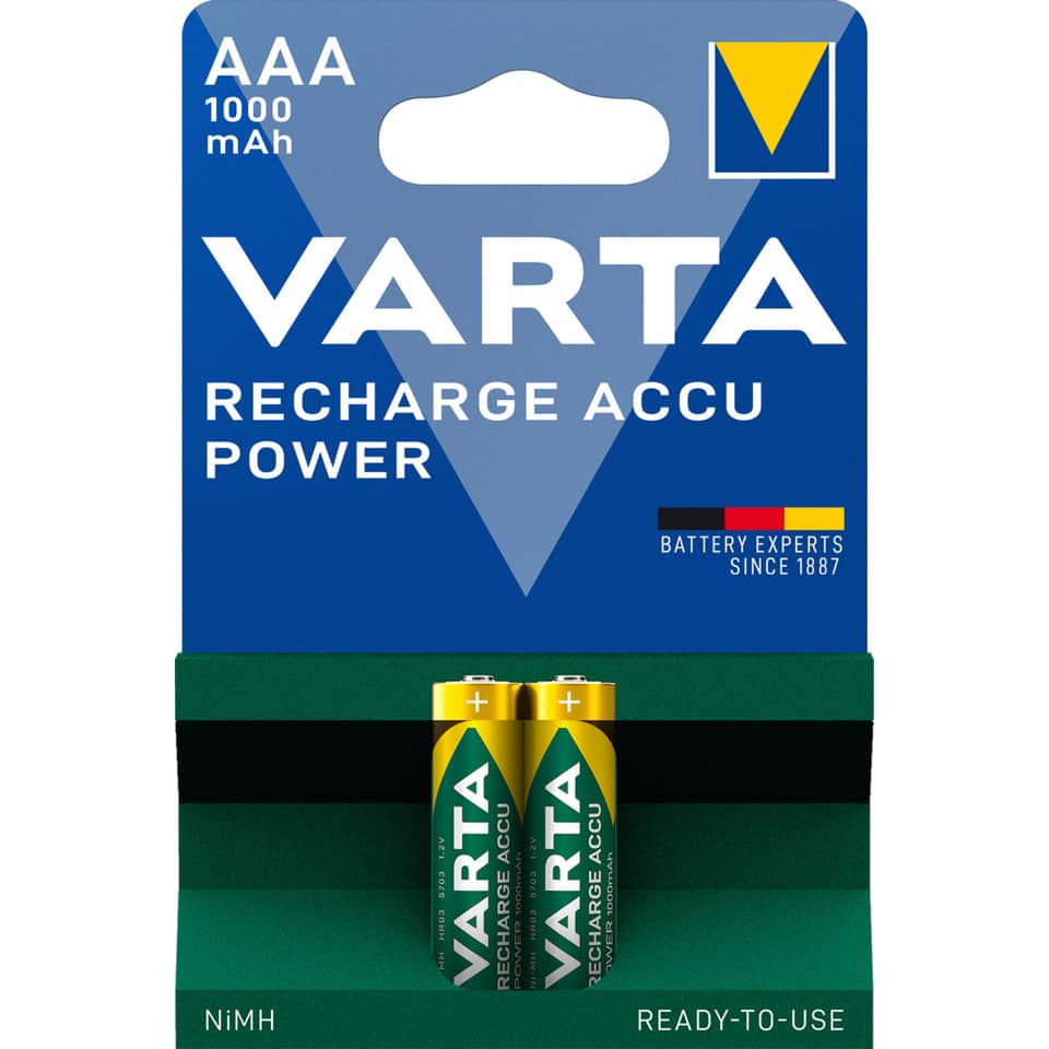 Batterie Akku Power, HR03/AAA/Micro, NiMH 1000mAh, 2 Stück