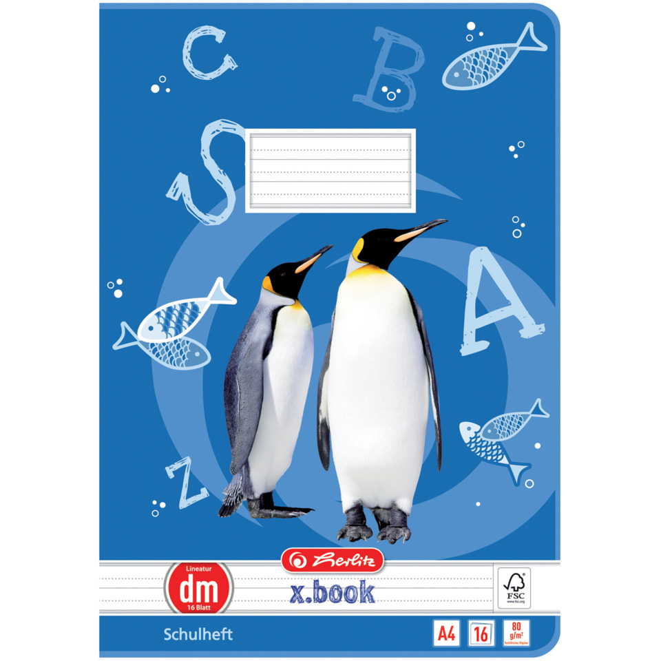 Heft LIN dm - A4, 16 Blatt, 80g/qm, liniert mit Hilfslinien