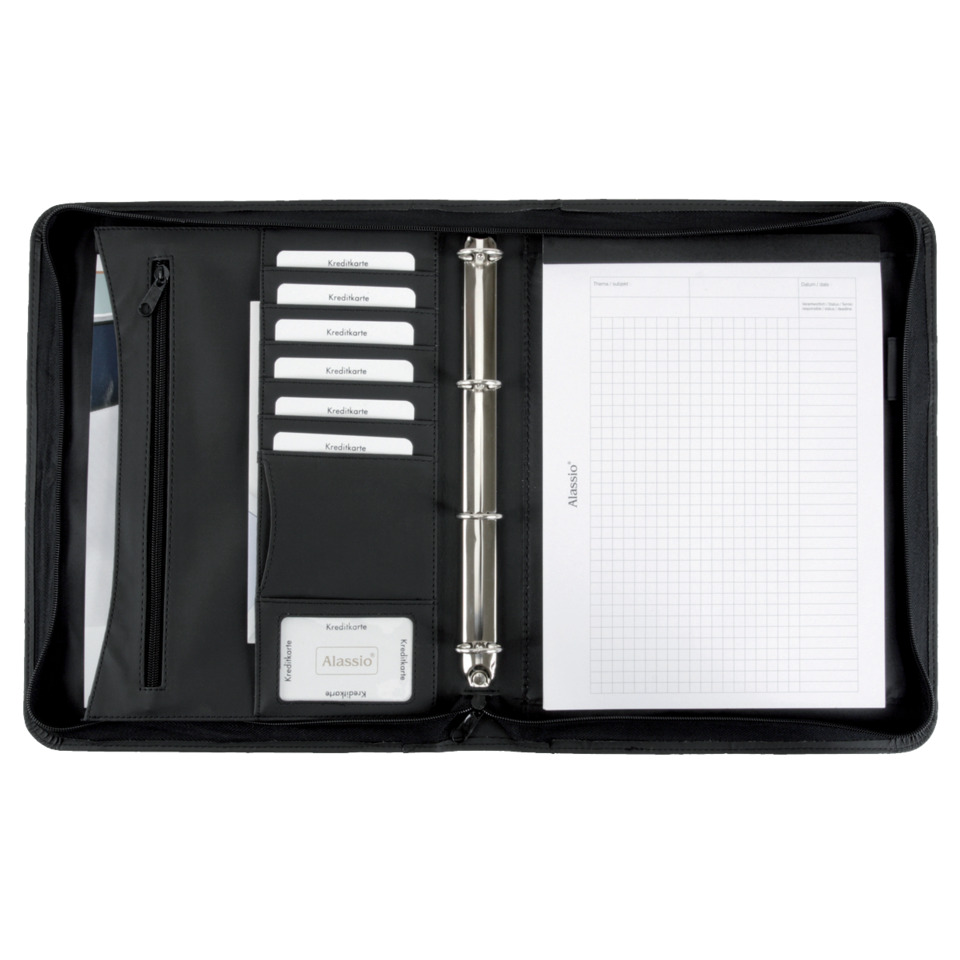 Ringbuchmappe OFFICE SET - A4, Lederimitat, schwarz