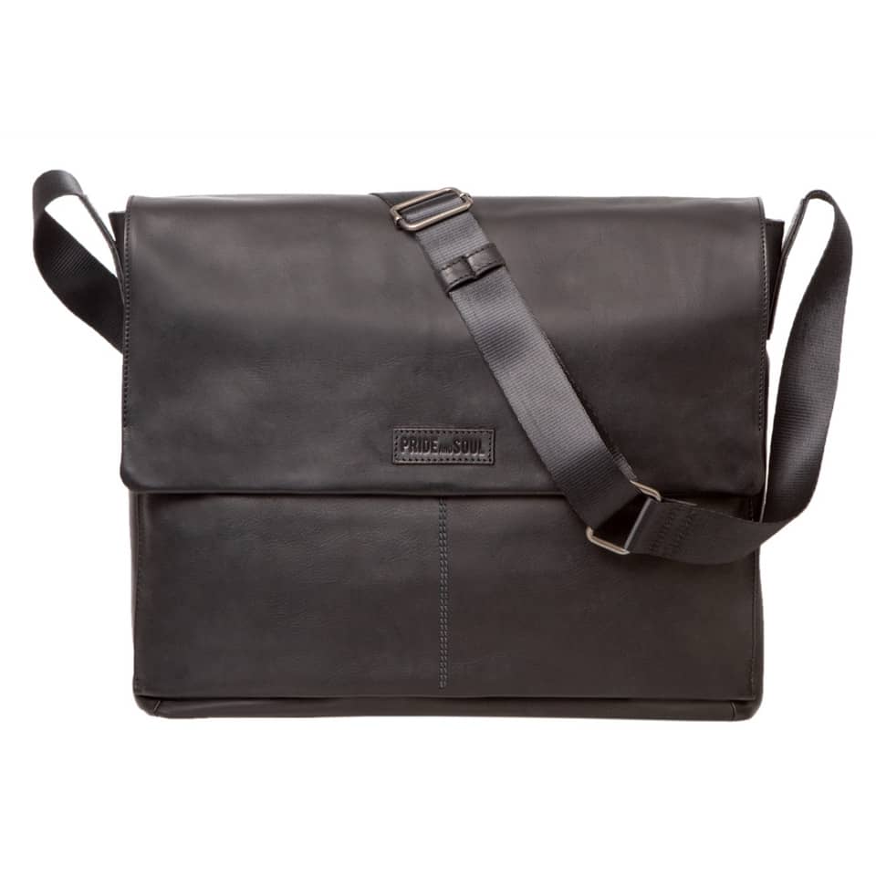 Umhängetasche Leder Urban, 30x42x8cm, schwarz