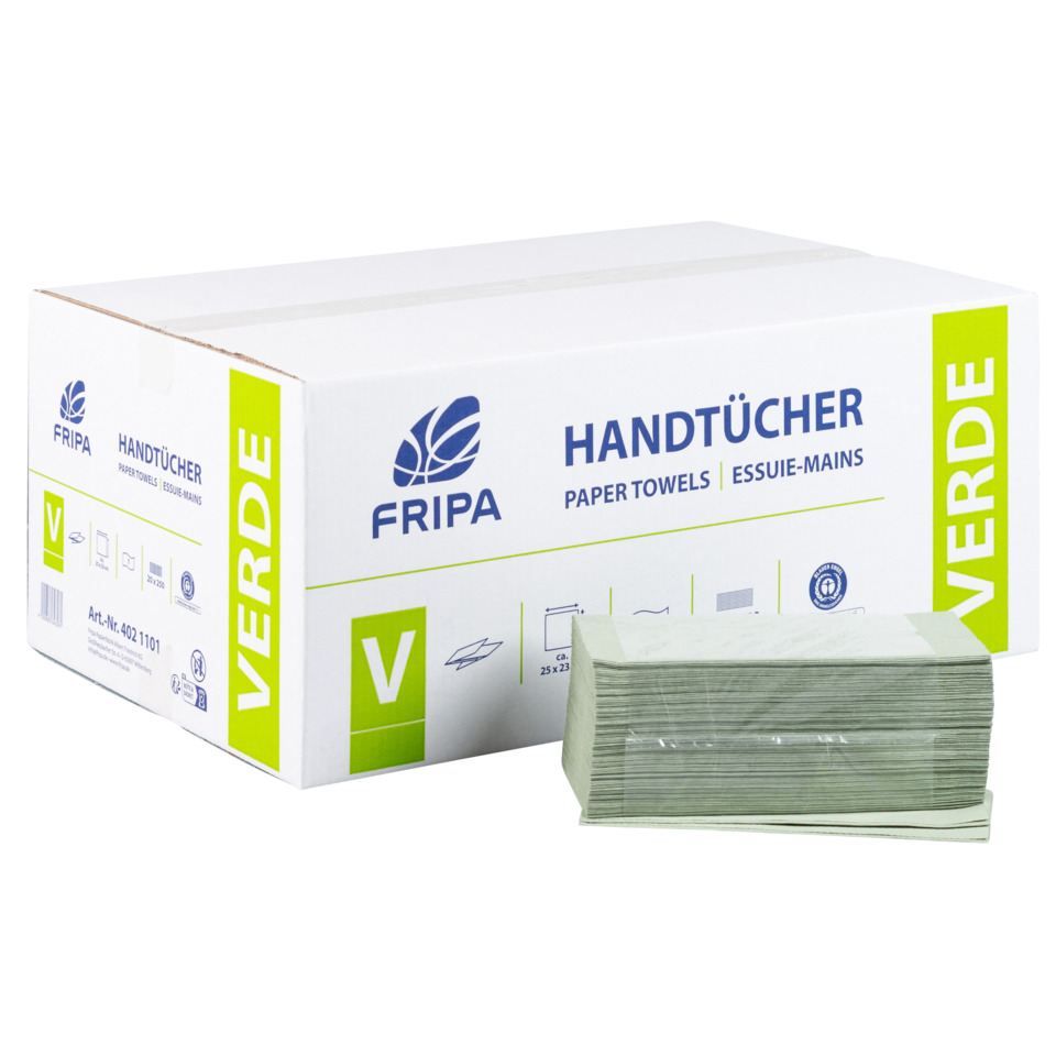Handtücher Verde - Zick-Zack-Falzung, 1-lagig, grün, 20 x 250 Blatt